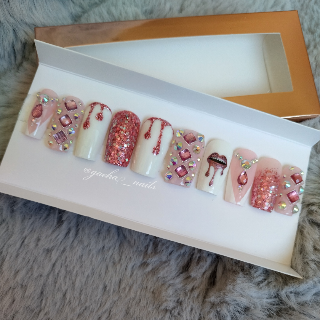 Dripping Lips Press on Nails - Short - Ballerina