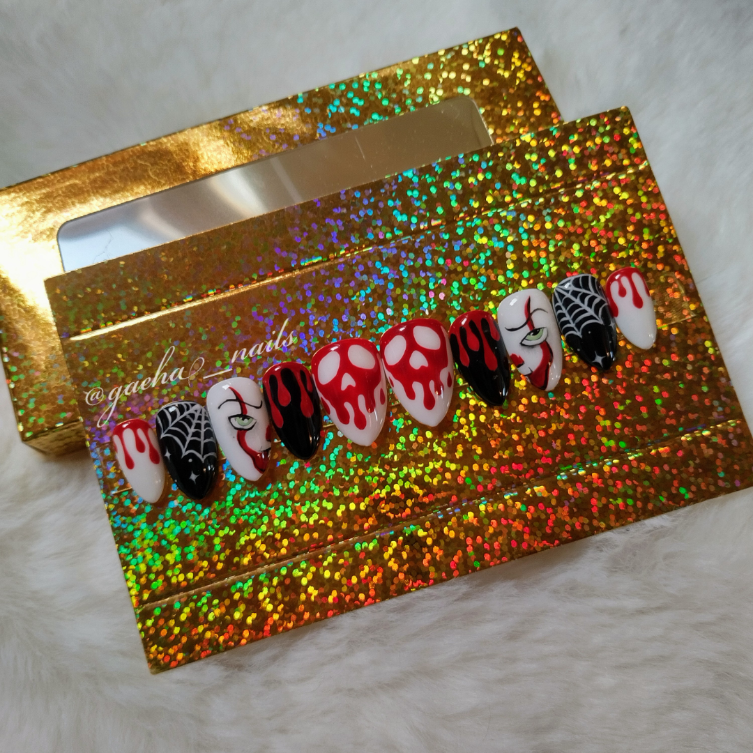 Halloween Clown Press On Nails - Short - Stiletto