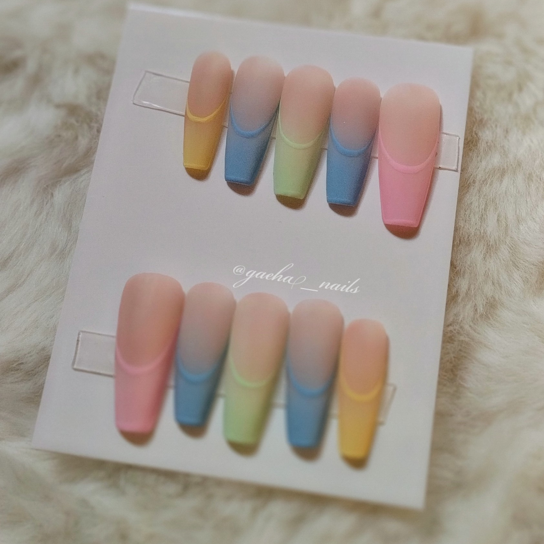 Pastell Ombré French Press On Nails - Long - Ballerina
