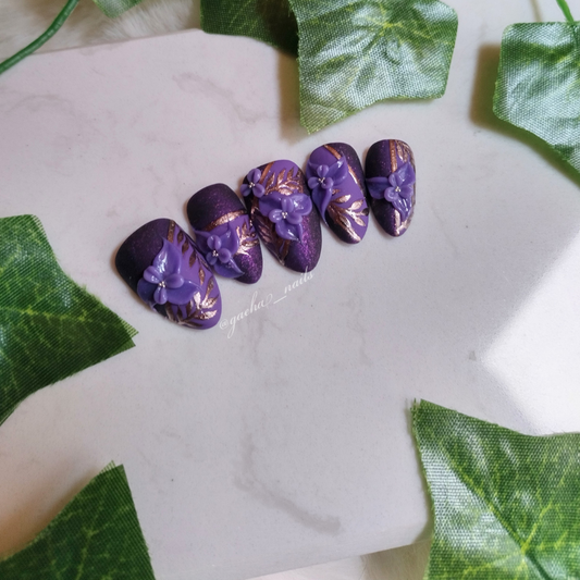 Purple Flowers - Press On Nails