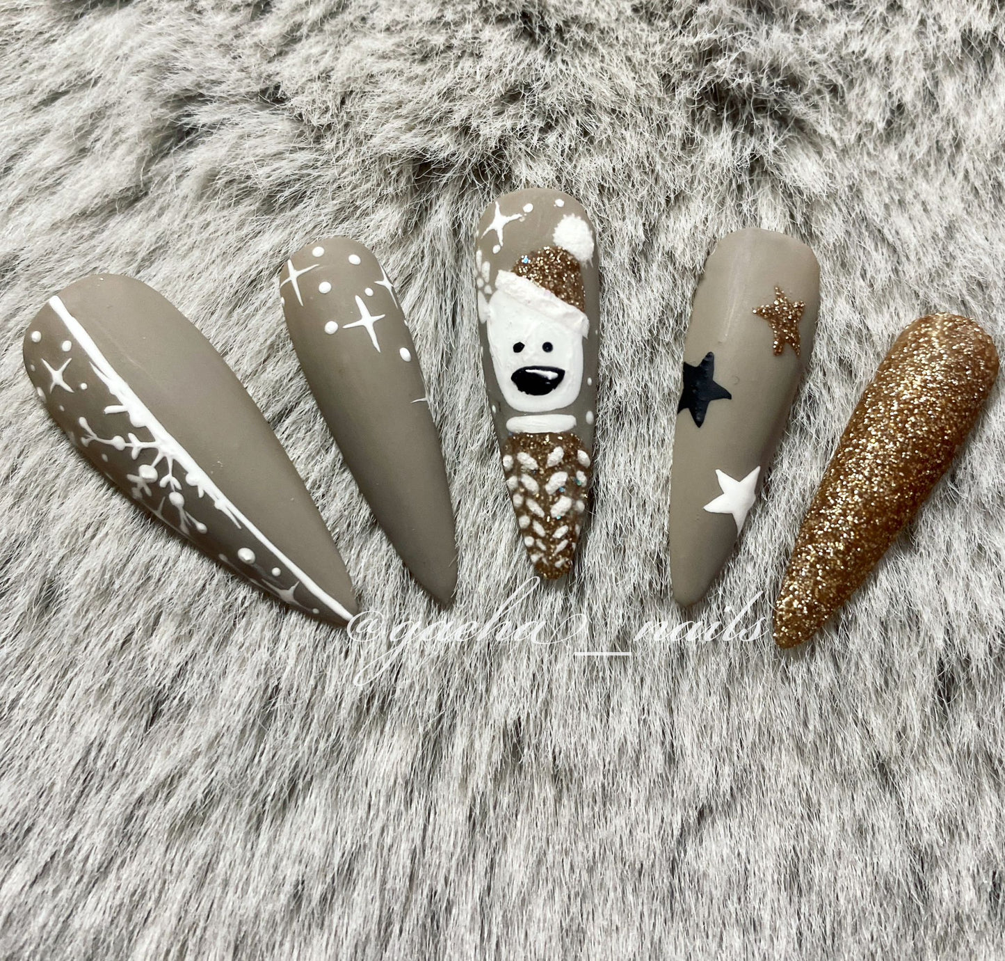 Cozy Teddy Weihnachten Press on Nails - Long - Stiletto