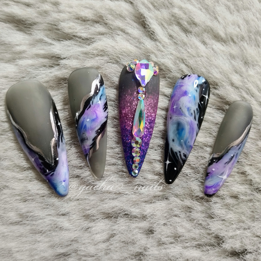 Galactic Dreams Press On Nails - Long - Stiletto