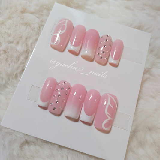 Girly Butterfly Press On Nails - Medium - Square