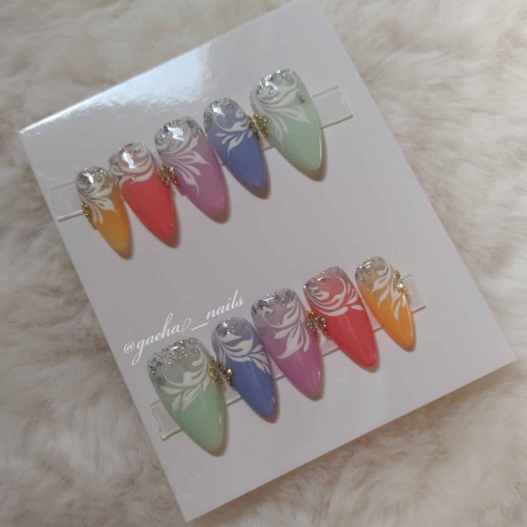 Glitter Bling & Swirls Press on Nails - Medium - Stiletto