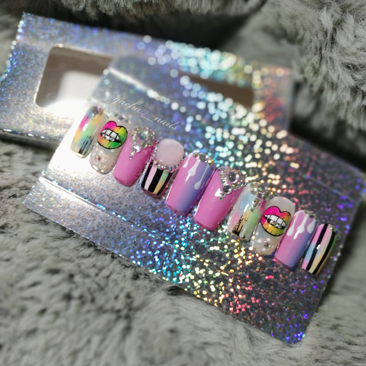 Neon Lips Press On Nails - Short - Ballerina