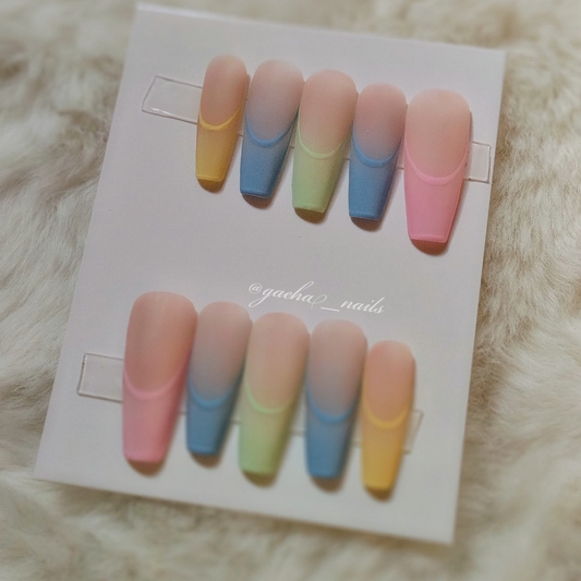Pastell Ombré French Press On Nails - Long - Ballerina