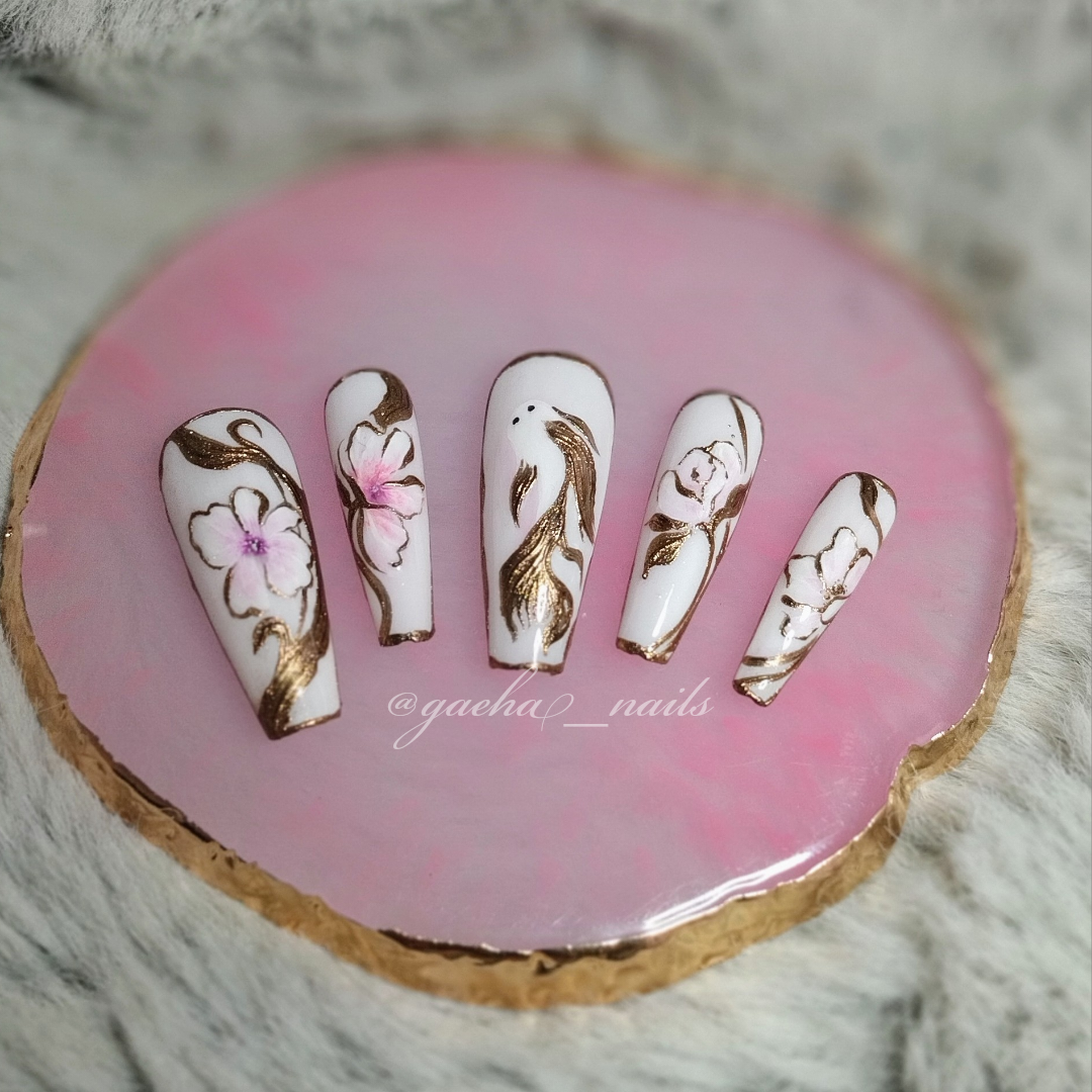 Porcelain Press On Nails - Long - Ballerina