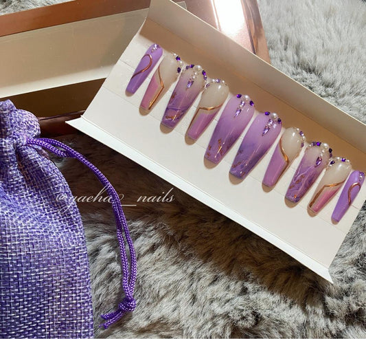 Purple Haze Press on Nails - Long - Ballerina