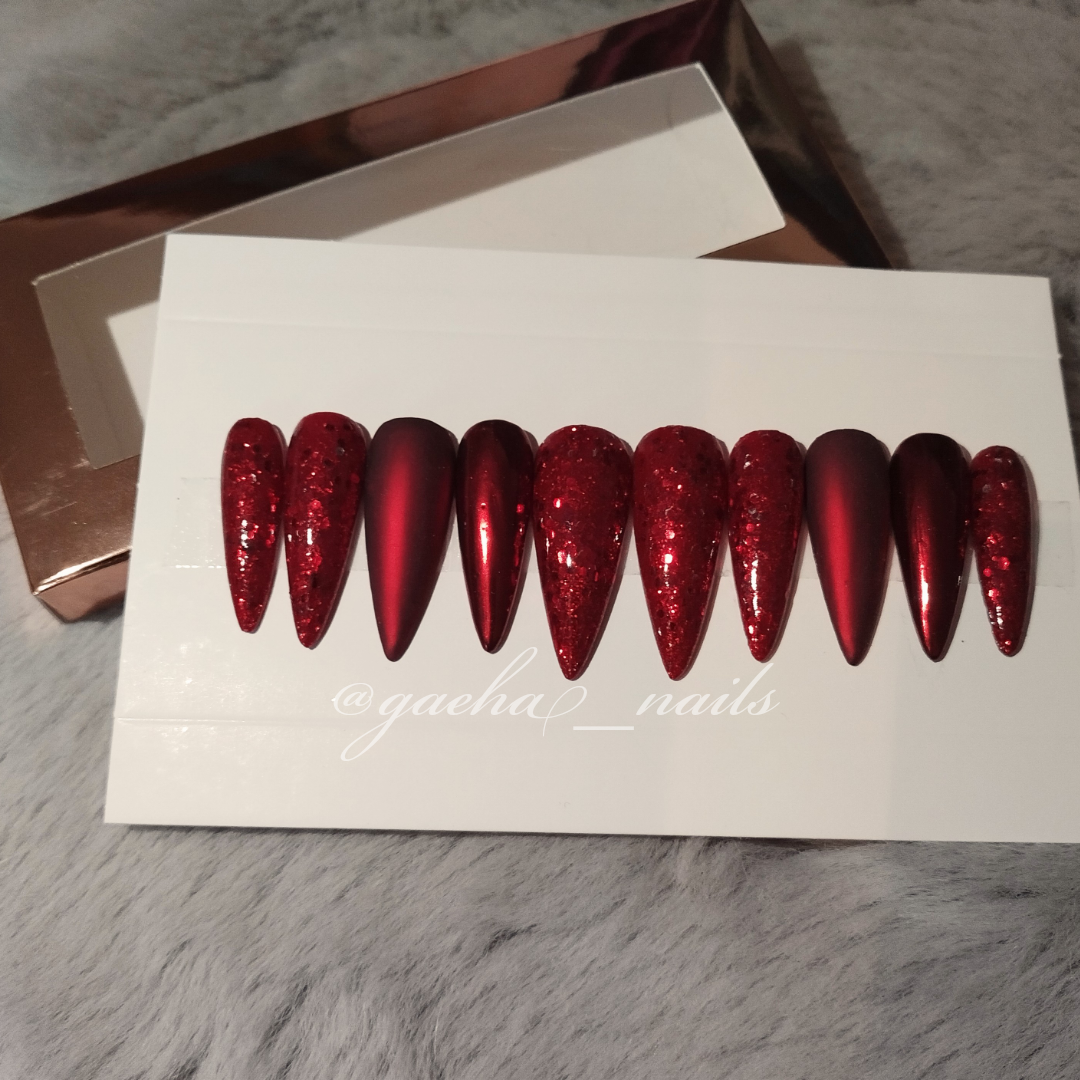 Red Vamp Press On Nails - Long - Stiletto