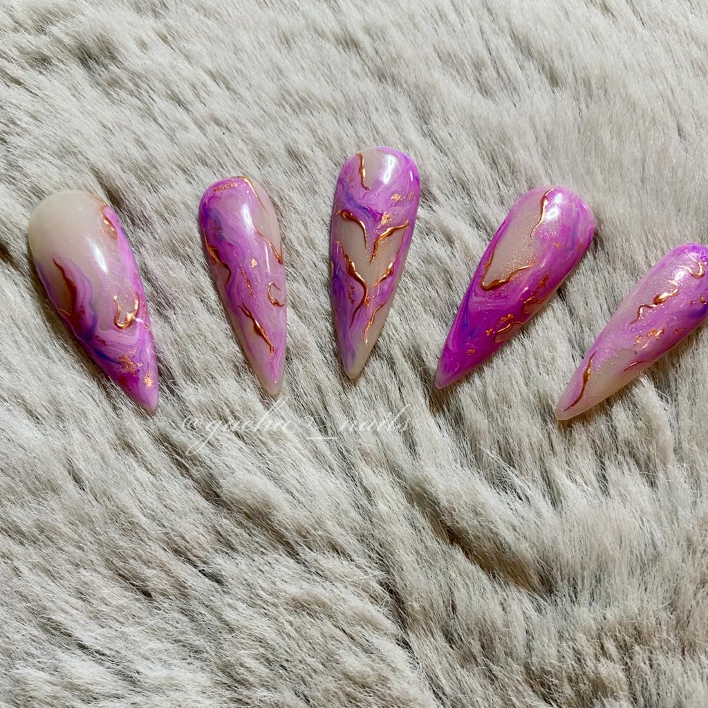 Smokey Marble Love Press On Nails - Long - Stiletto