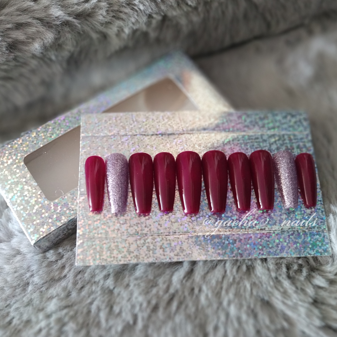 Solid and Glitter Press On Nails - Long - Ballerina