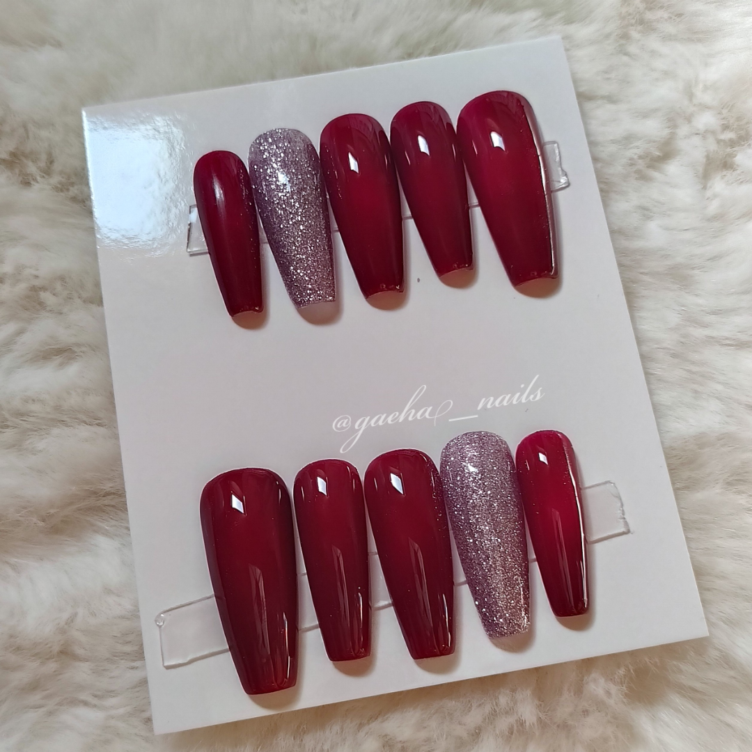 Solid and Glitter Press On Nails - Long - Ballerina