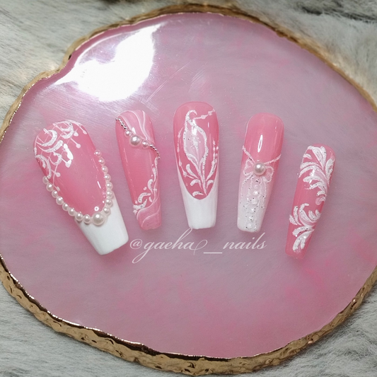 Wedding Vibe Lace Press On Nails - Long - Ballerina